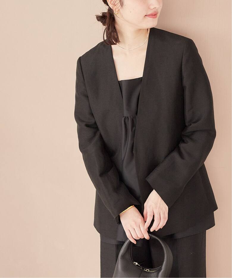 Shantung V Neck ジャケット（ノーカラージャケット）｜Plage 