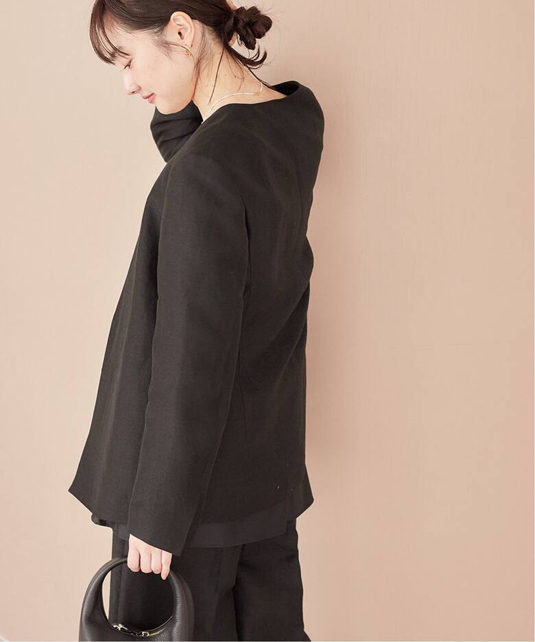 Shantung V Neck ジャケット（ノーカラージャケット）｜Plage 