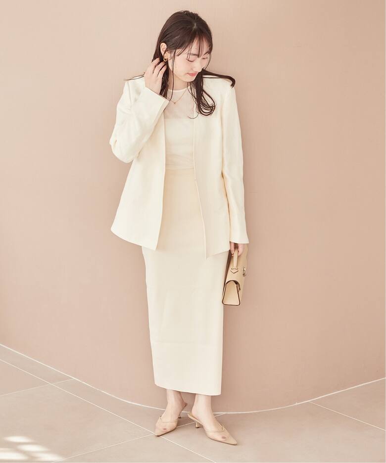 Shantung V Neck ジャケット（ノーカラージャケット）｜Plage 