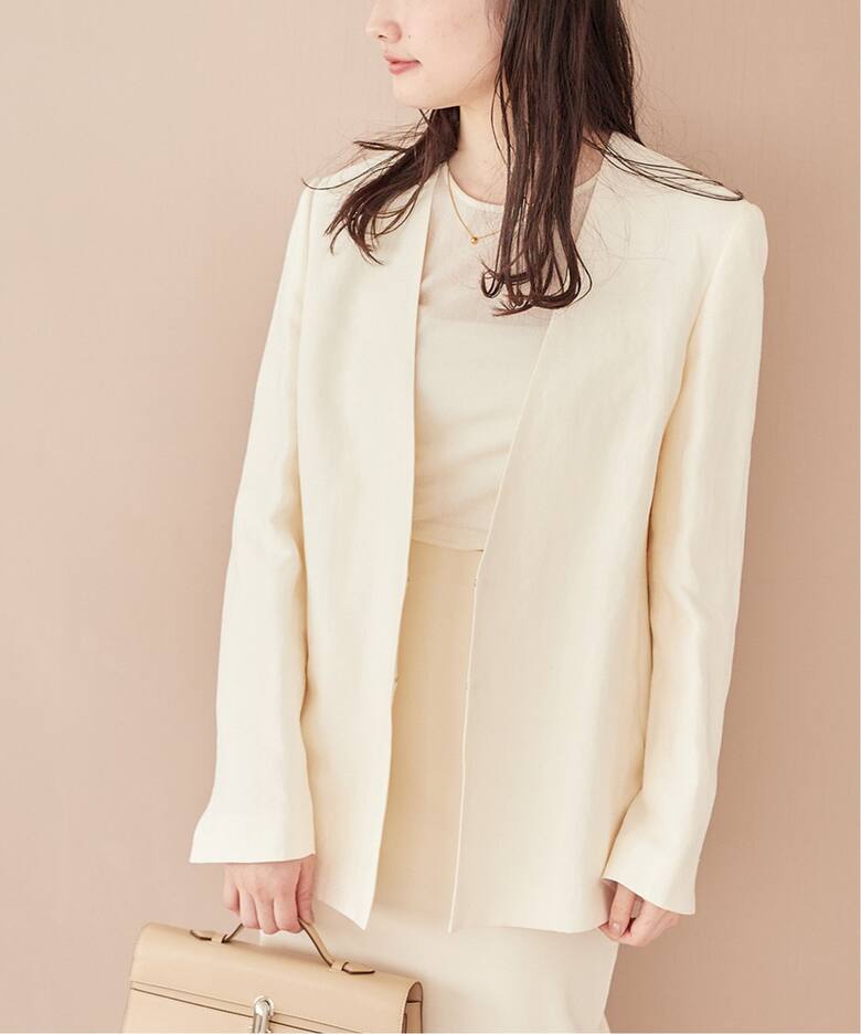 Shantung V Neck ジャケット（ノーカラージャケット）｜Plage 
