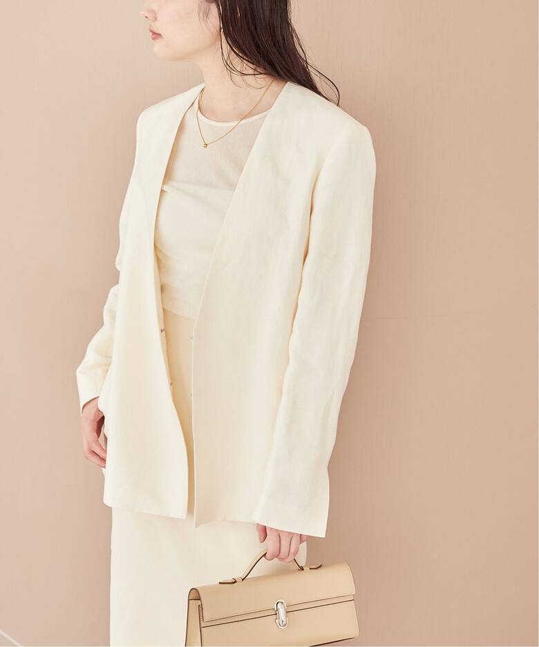 Shantung V Neck ジャケット（ノーカラージャケット）｜Plage 