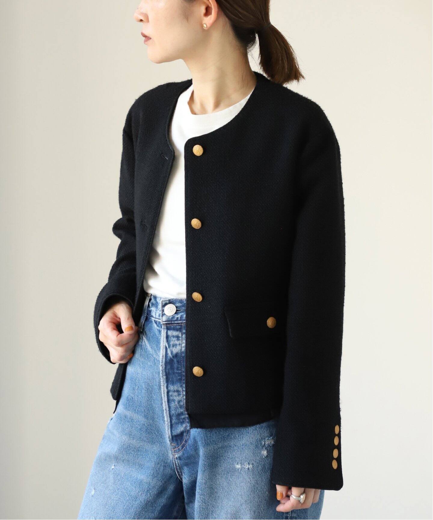 ノーカラーツイードジャケット（ノーカラージャケット）｜VERMEIL par  