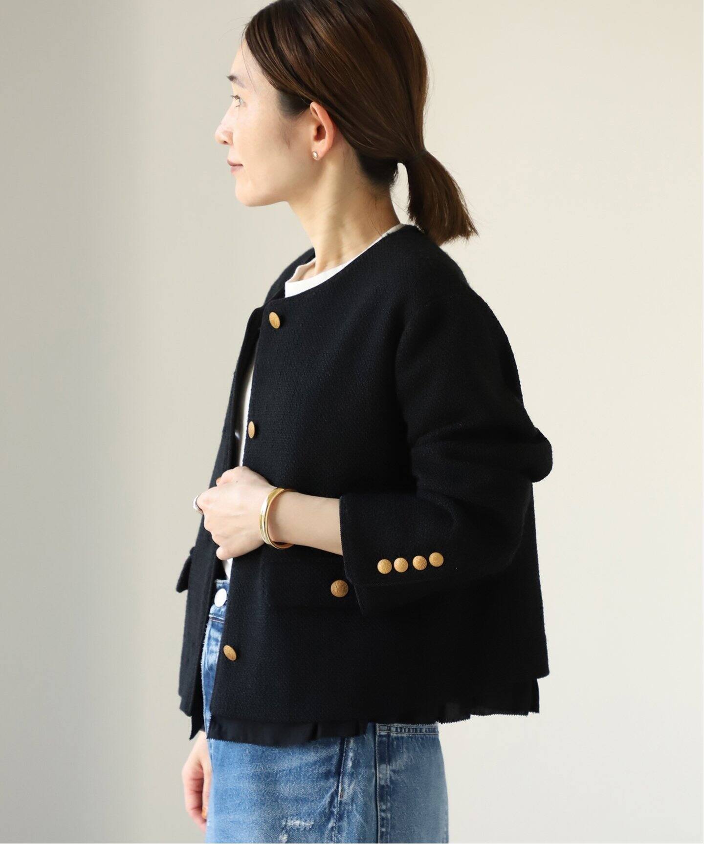 ノーカラーツイードジャケット（ノーカラージャケット）｜VERMEIL par  