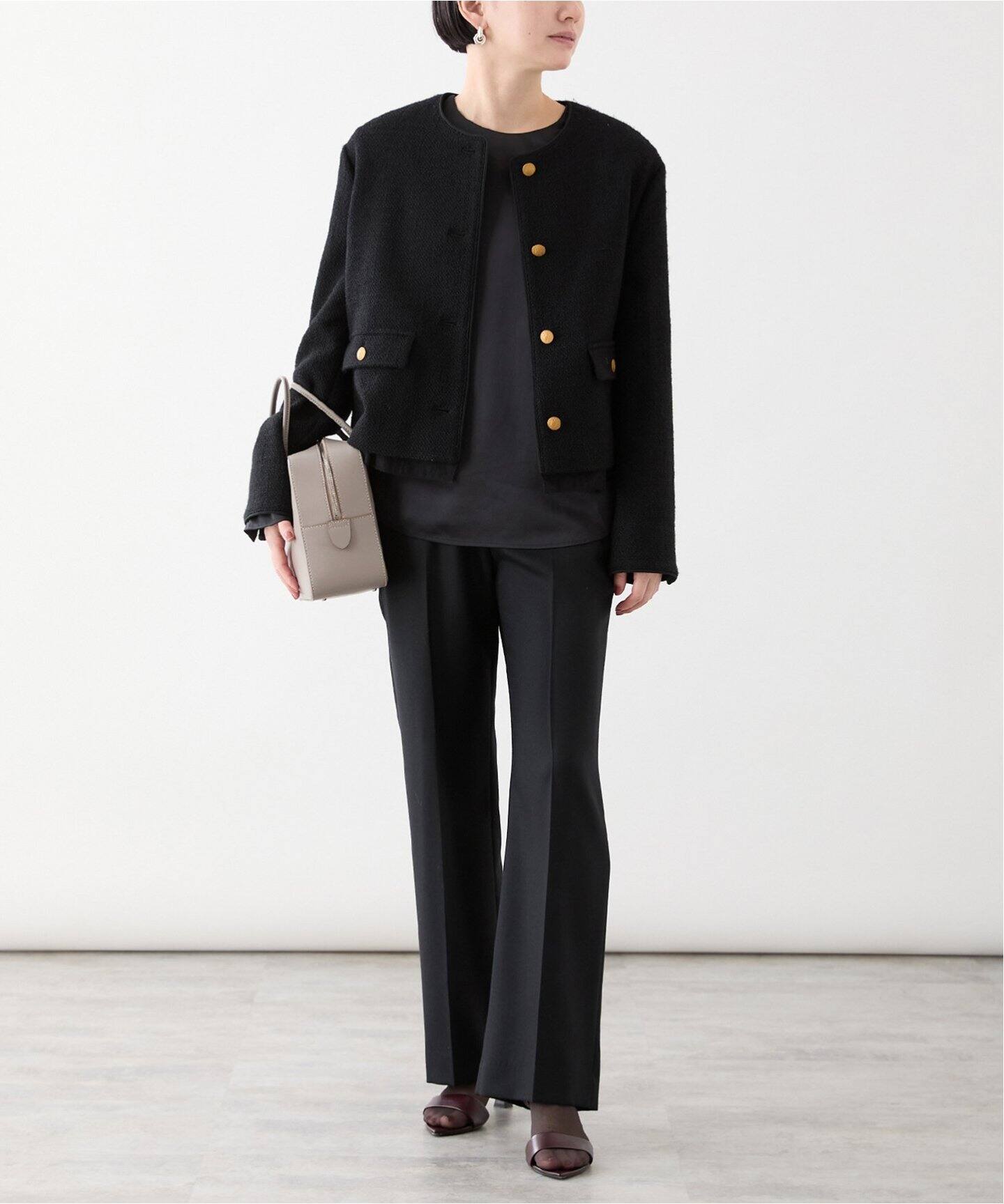 ノーカラーツイードジャケット（ノーカラージャケット）｜VERMEIL par 