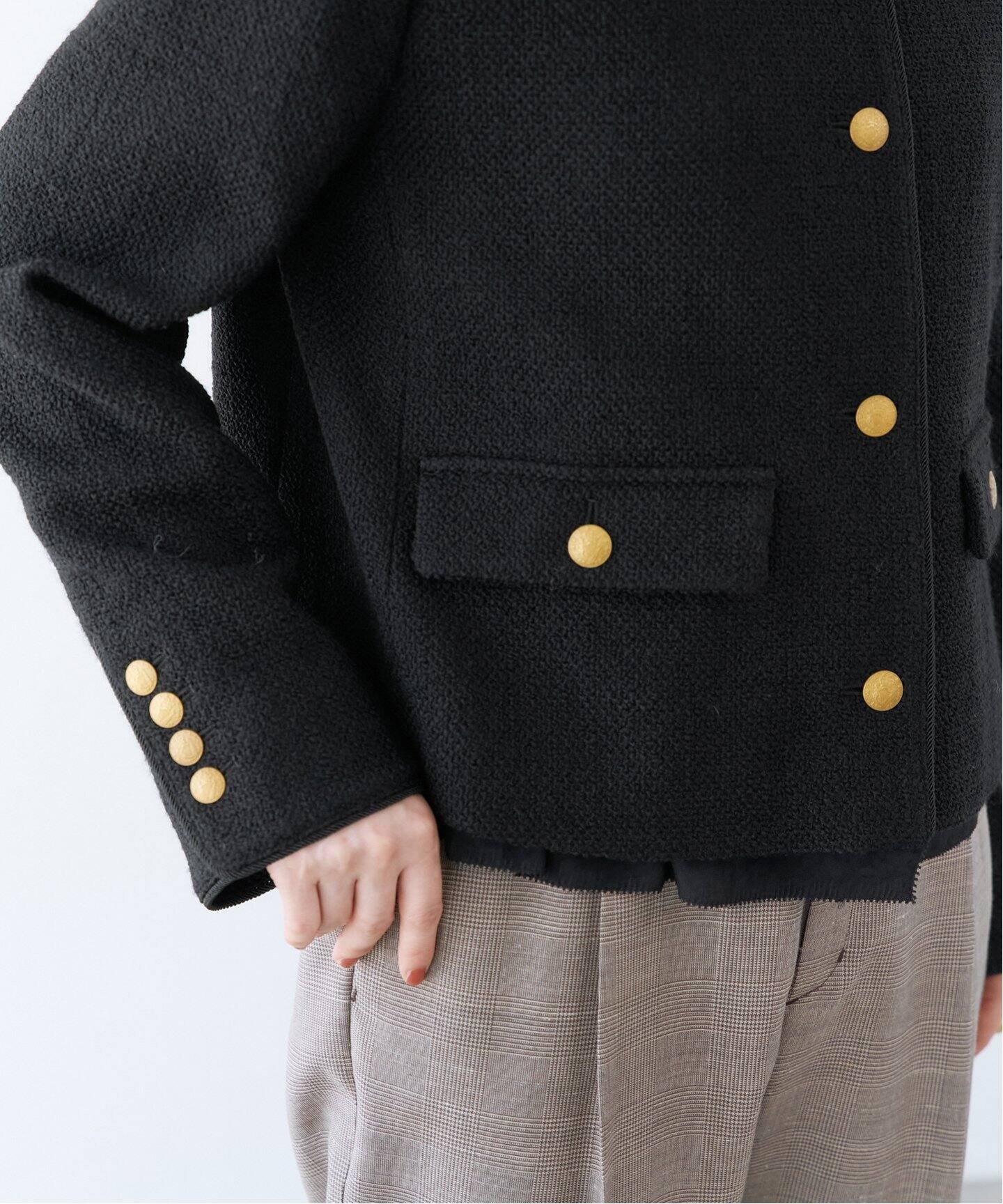 ノーカラーツイードジャケット（ノーカラージャケット）｜VERMEIL par  