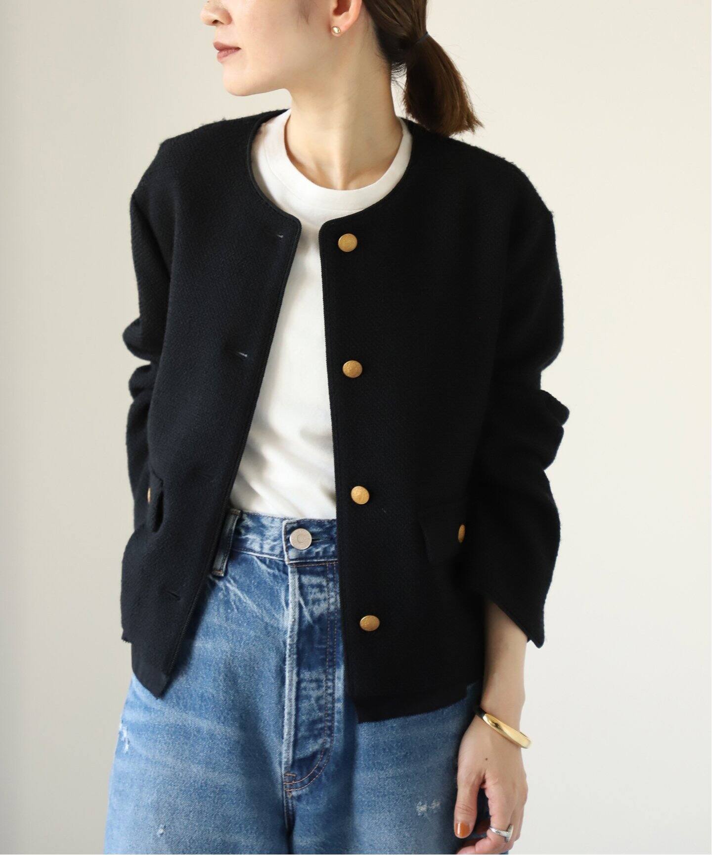 ノーカラーツイードジャケット（ノーカラージャケット）｜VERMEIL par  