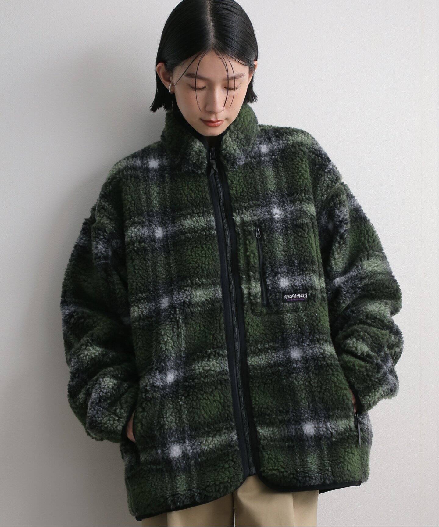 GRAMICCI SHADOW PLAID SHERPA JACKET G4FU-J135 (UNISEX)（ボア  