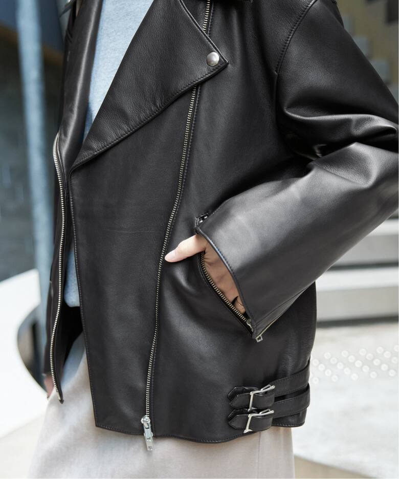 スピックアンドスパン 羊革 レザージャケット 3ブラウン ライダース  