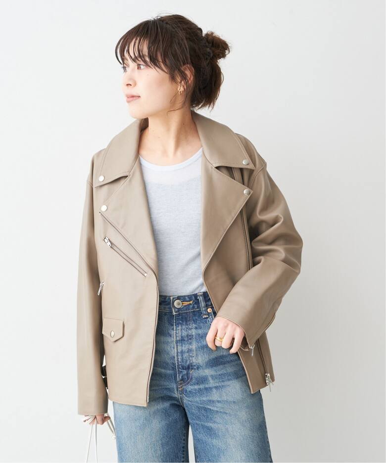 SPICK AND SPAN レザージャケット 豚革 36 まぁ Sサイズ ベージュ