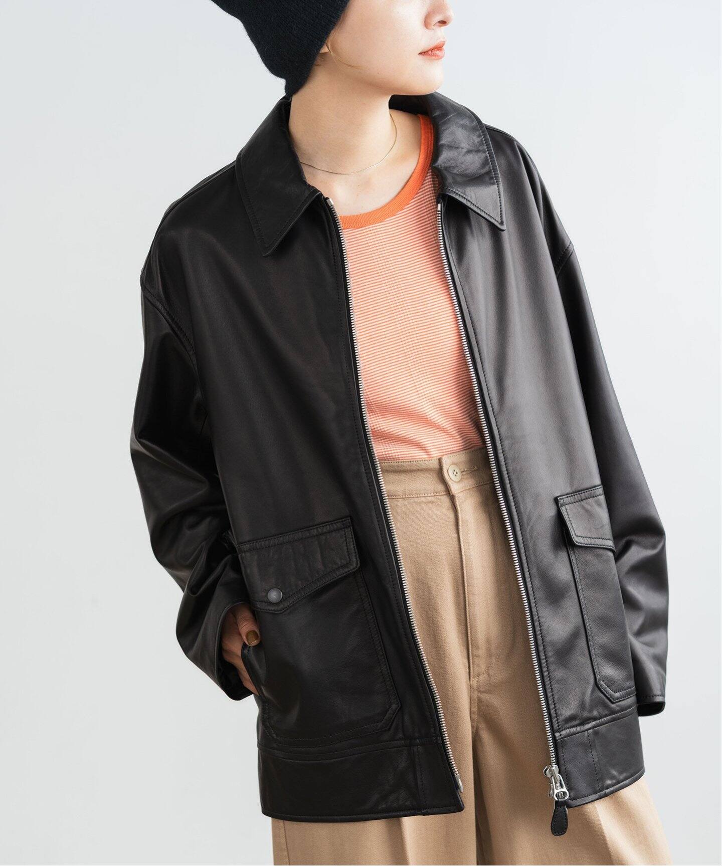 Spick なっ and Span シープスキンライダースジャケット 