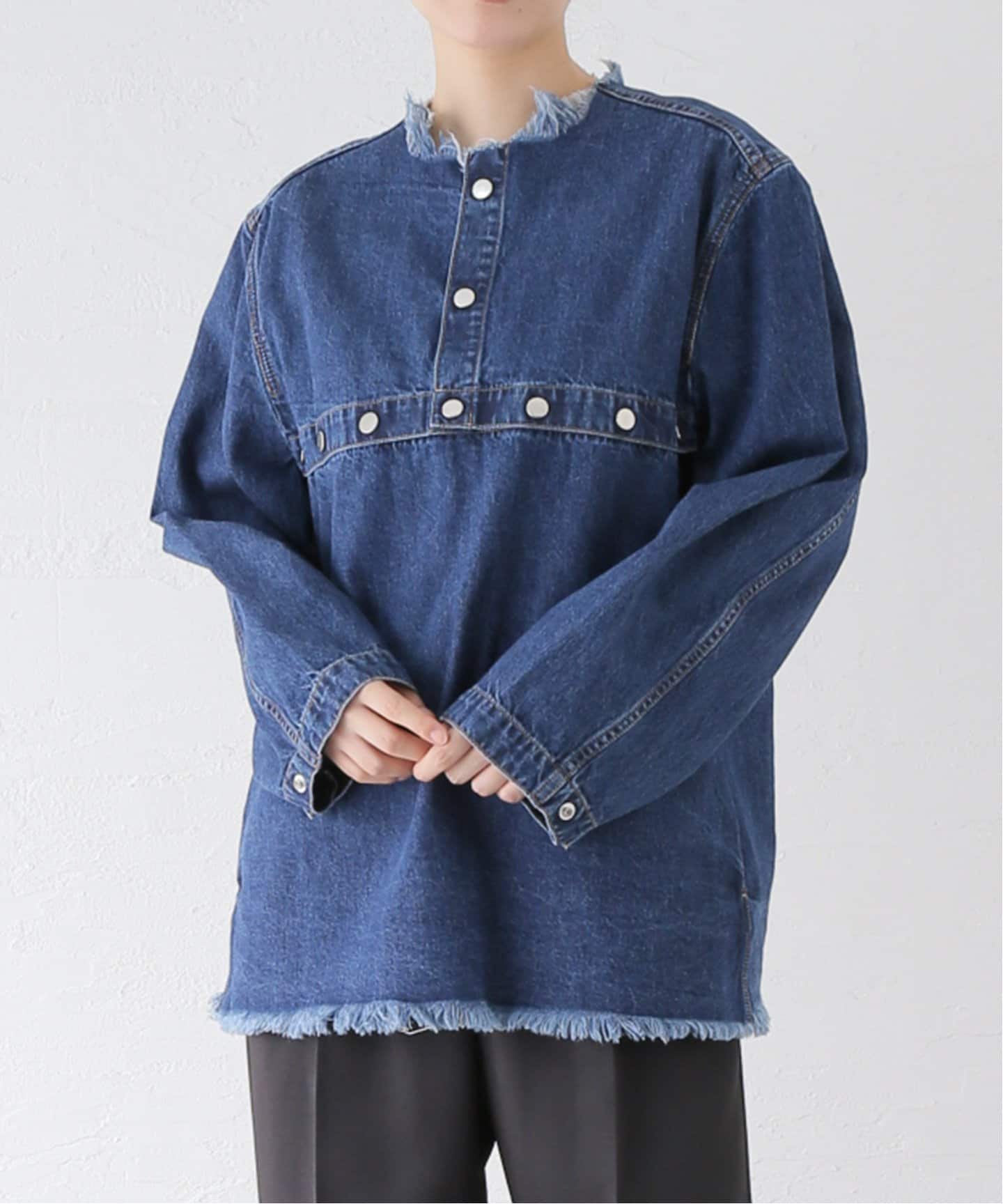 CURRENTAGE / カレンテージ ノーカラーデニムジャケット A2543FJM504