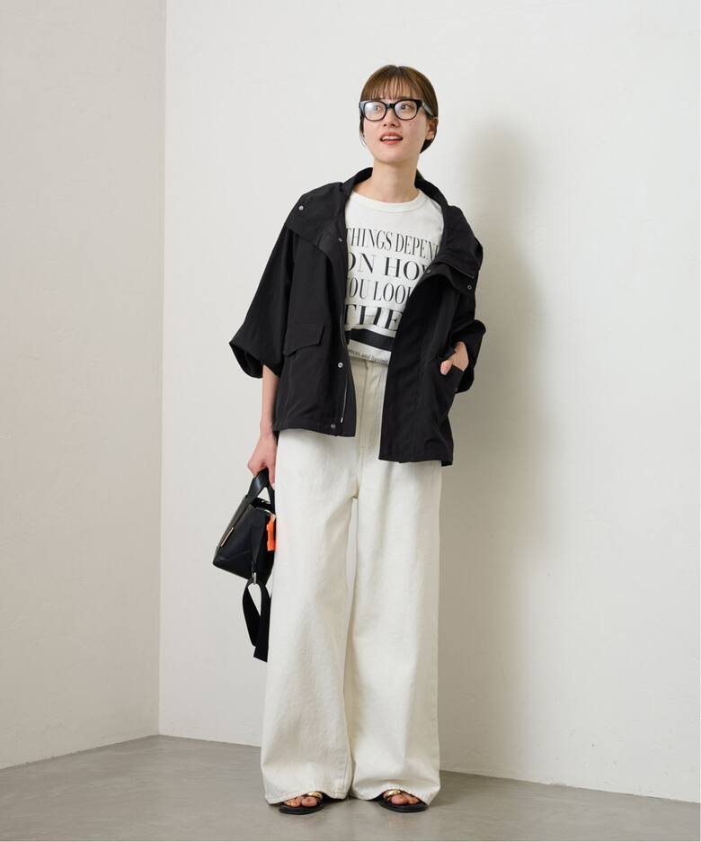 リネンPLタッサーフードショートブルゾン（マウンテンパーカー  