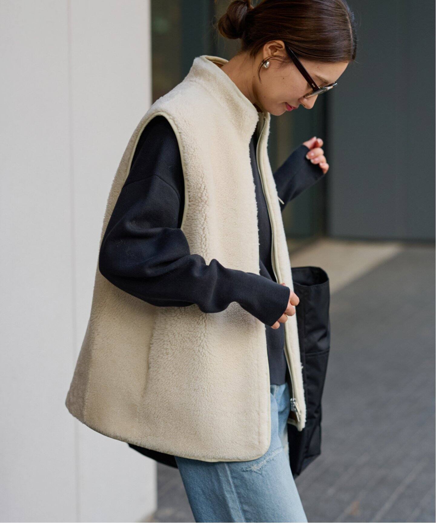 GELLI（ジェッリ） ムートン ベスト ムートン ジレ グレージュ ベージュ GELLI（ジェッリ） ムートン ベスト ムートン ジレ グレージュ