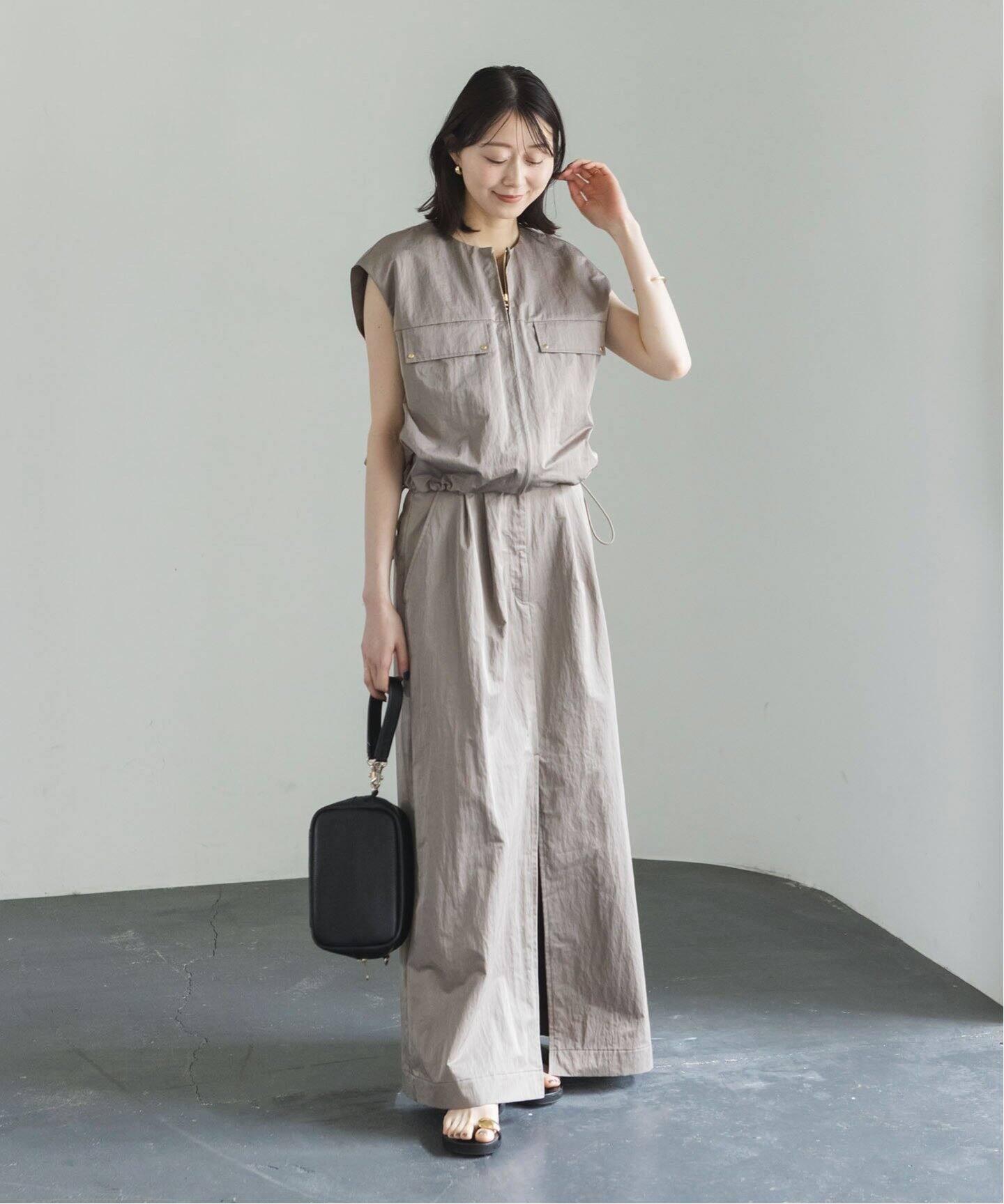 【専用】【NOBLE】ヴィンテージタフタスリーブレスブルゾン　グレー38 専用】【NOBLE】ヴィンテージタフタスリーブレスブルゾン グレー