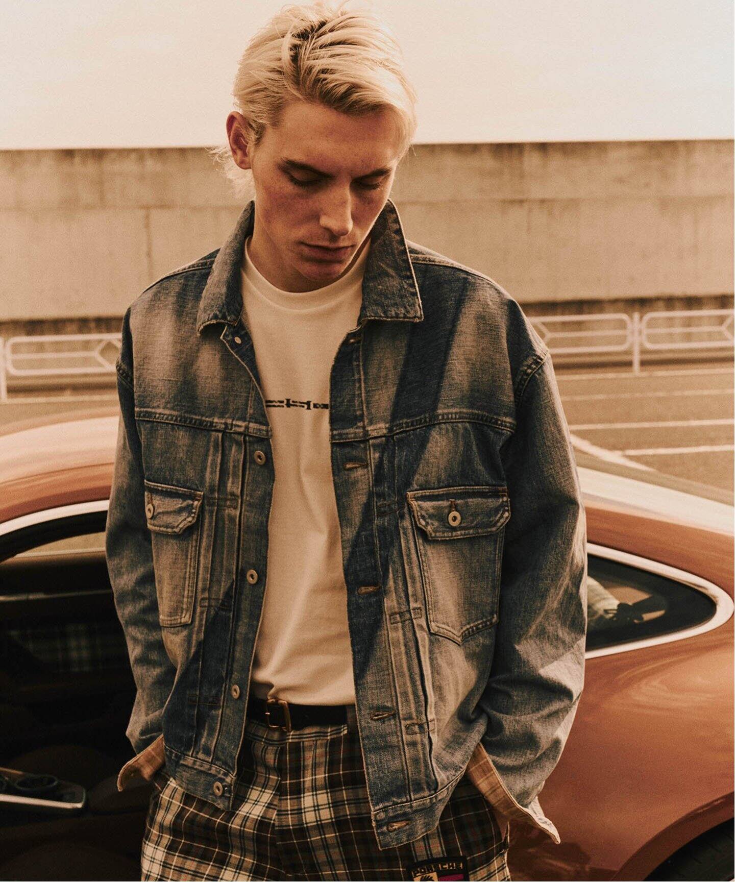 PORSCHE × POGGY SUN FADED DENIM JACKET（デニムジャケット