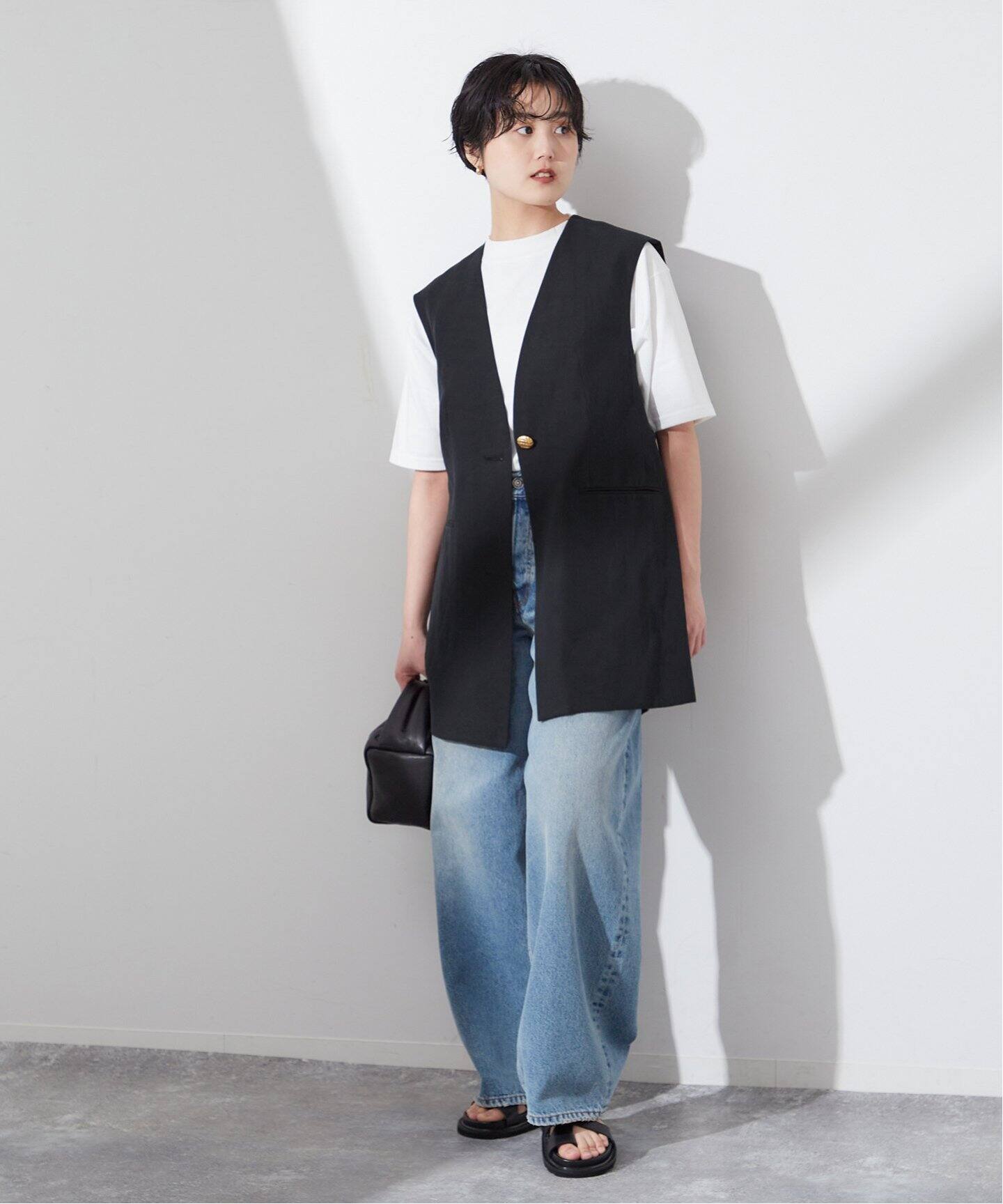 コットンリネンノーカラーベスト（ジレ）｜JOURNAL STANDARD L