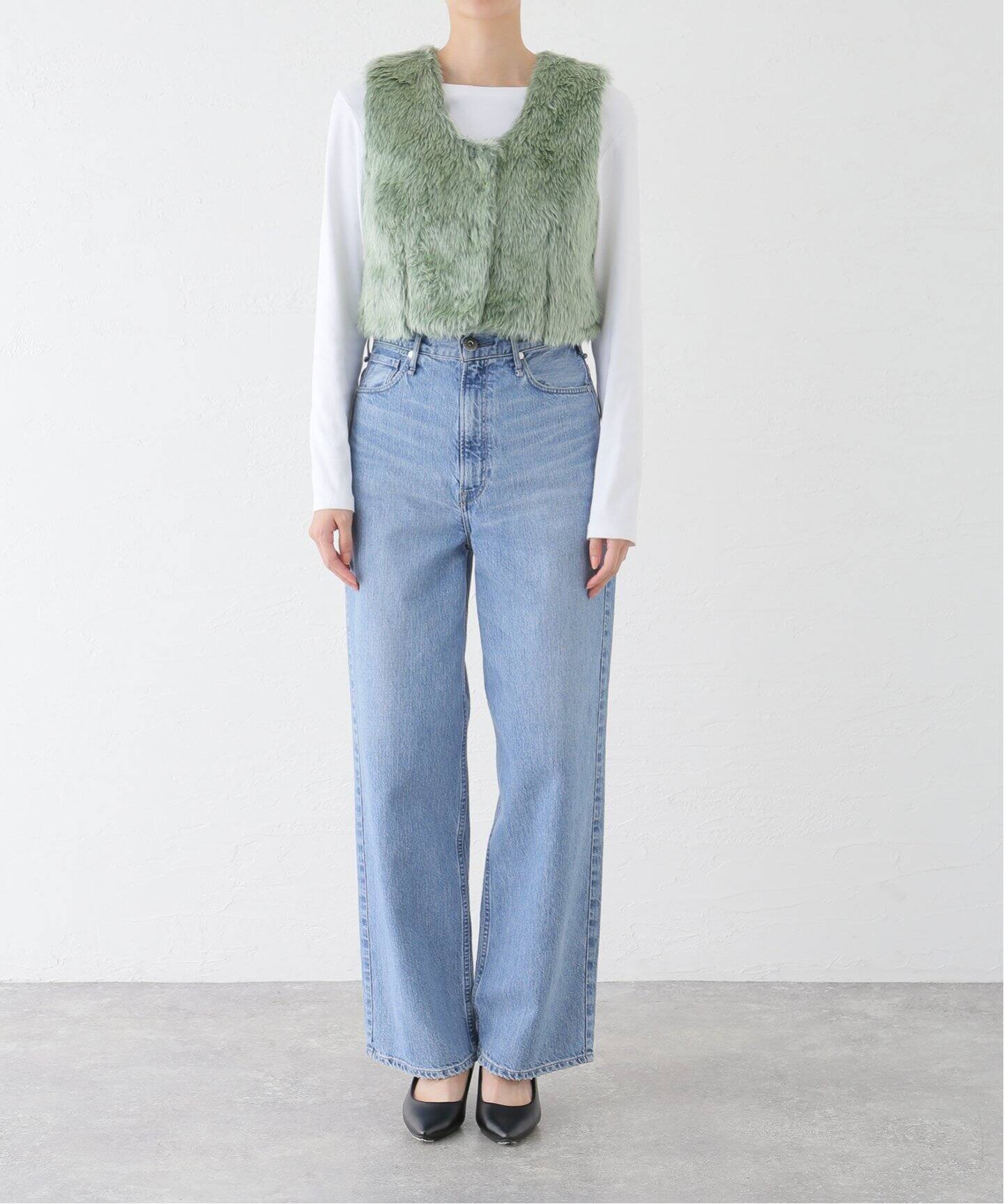 JANE SMITH/ジェーンスミス】POLYESTER COLOR FUR SHORT VES：ベスト 