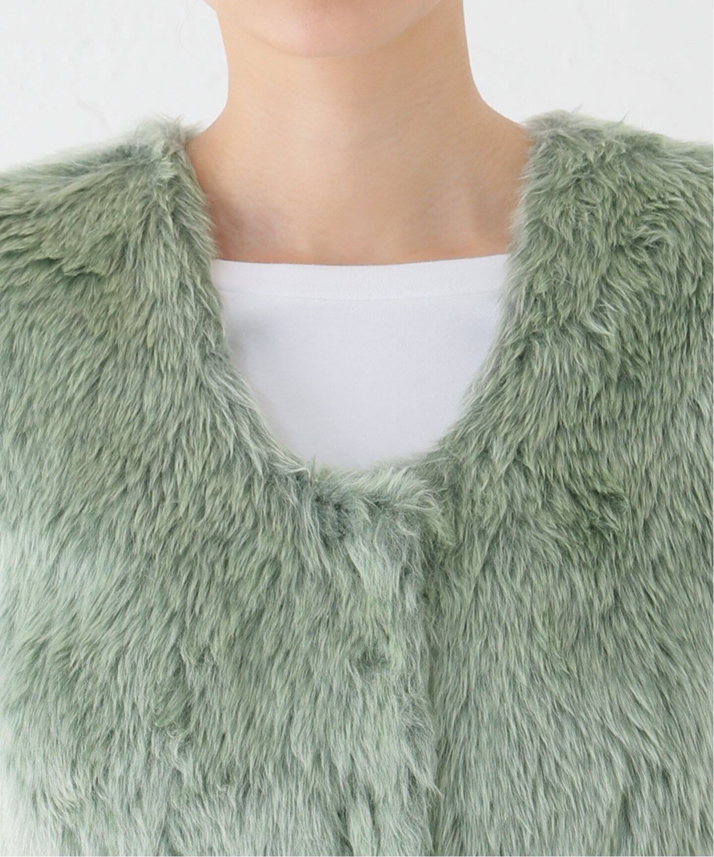 JANE SMITH/ジェーンスミス】POLYESTER COLOR FUR SHORT VES：ベスト 
