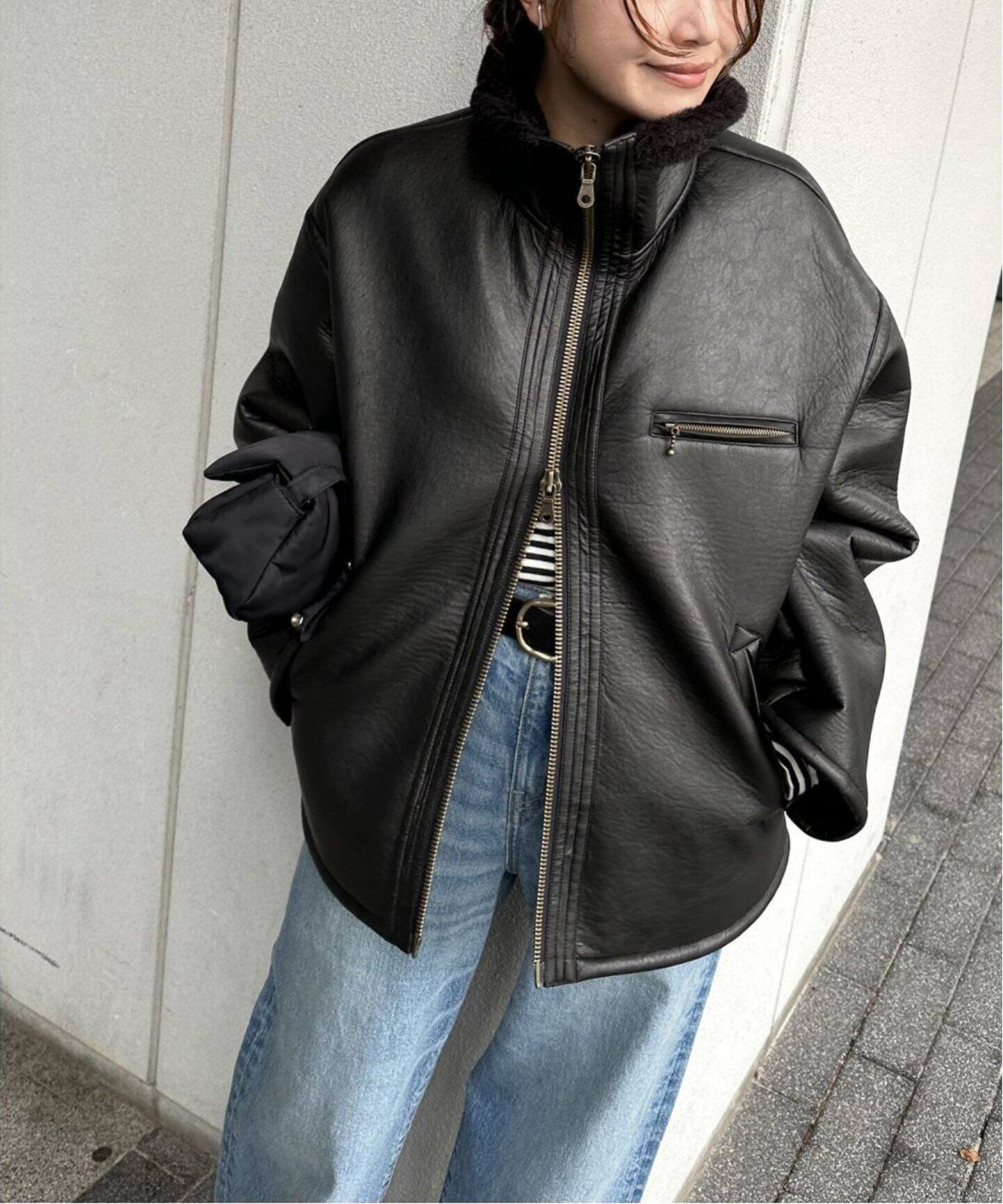 フェイクレザーボアブルゾン（レザージャケット）｜JOURNAL STANDARD  