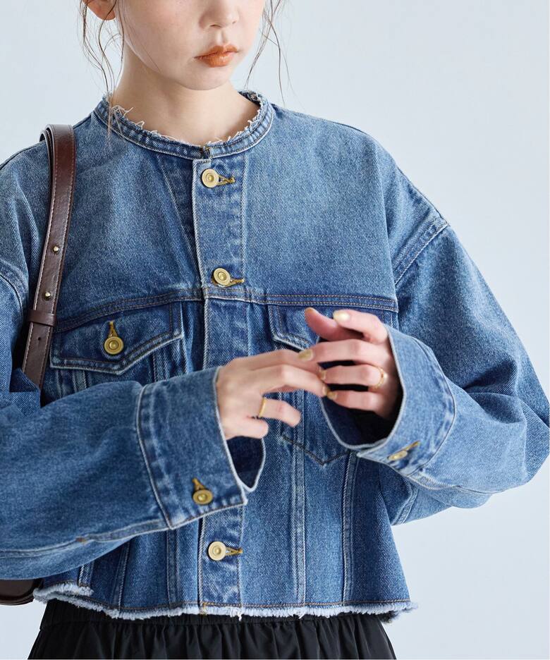 デニムノーカラークロップドジャケット（デニムジャケット）｜JOURNAL 