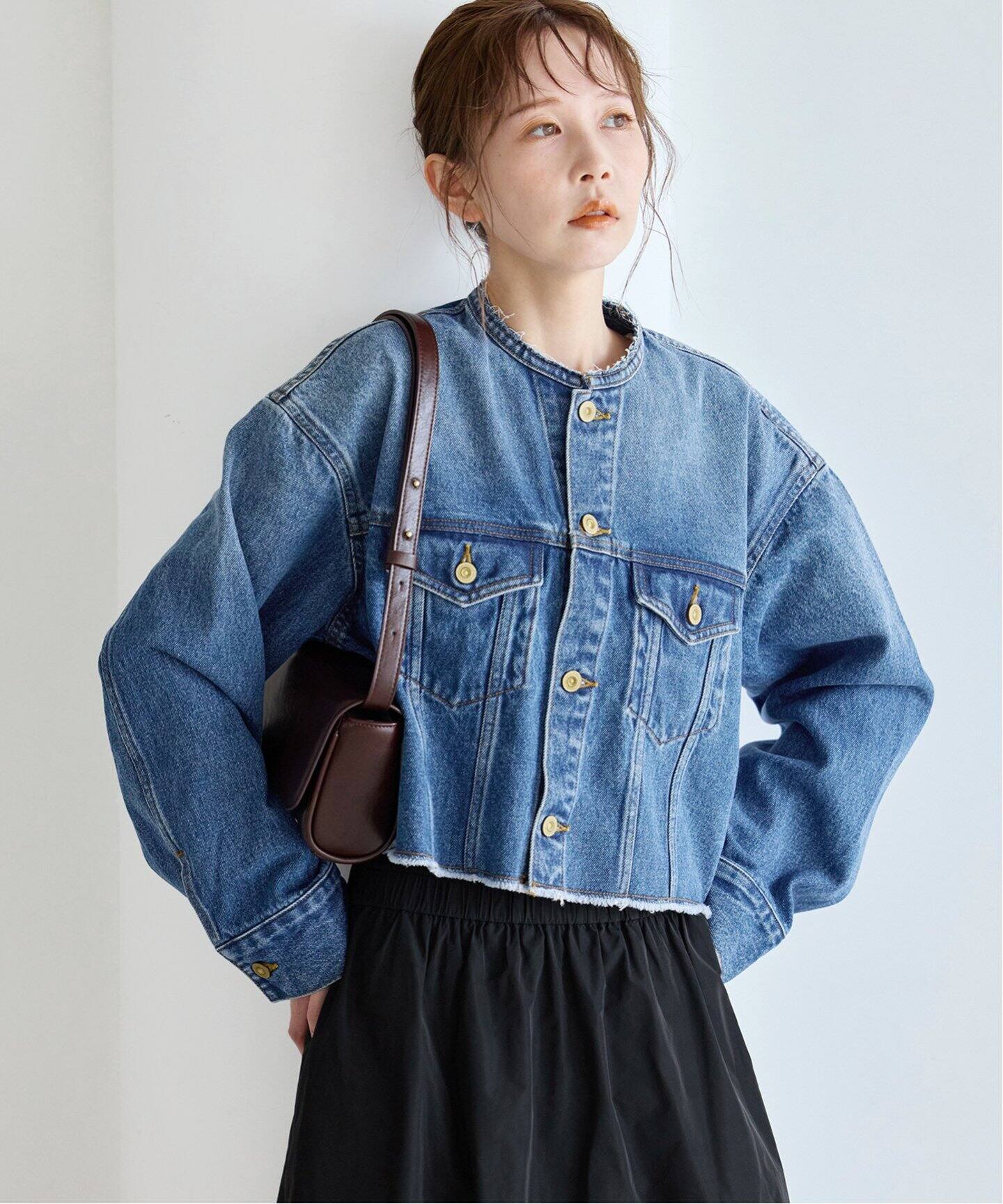 デニムノーカラークロップドジャケット（デニムジャケット）｜JOURNAL  