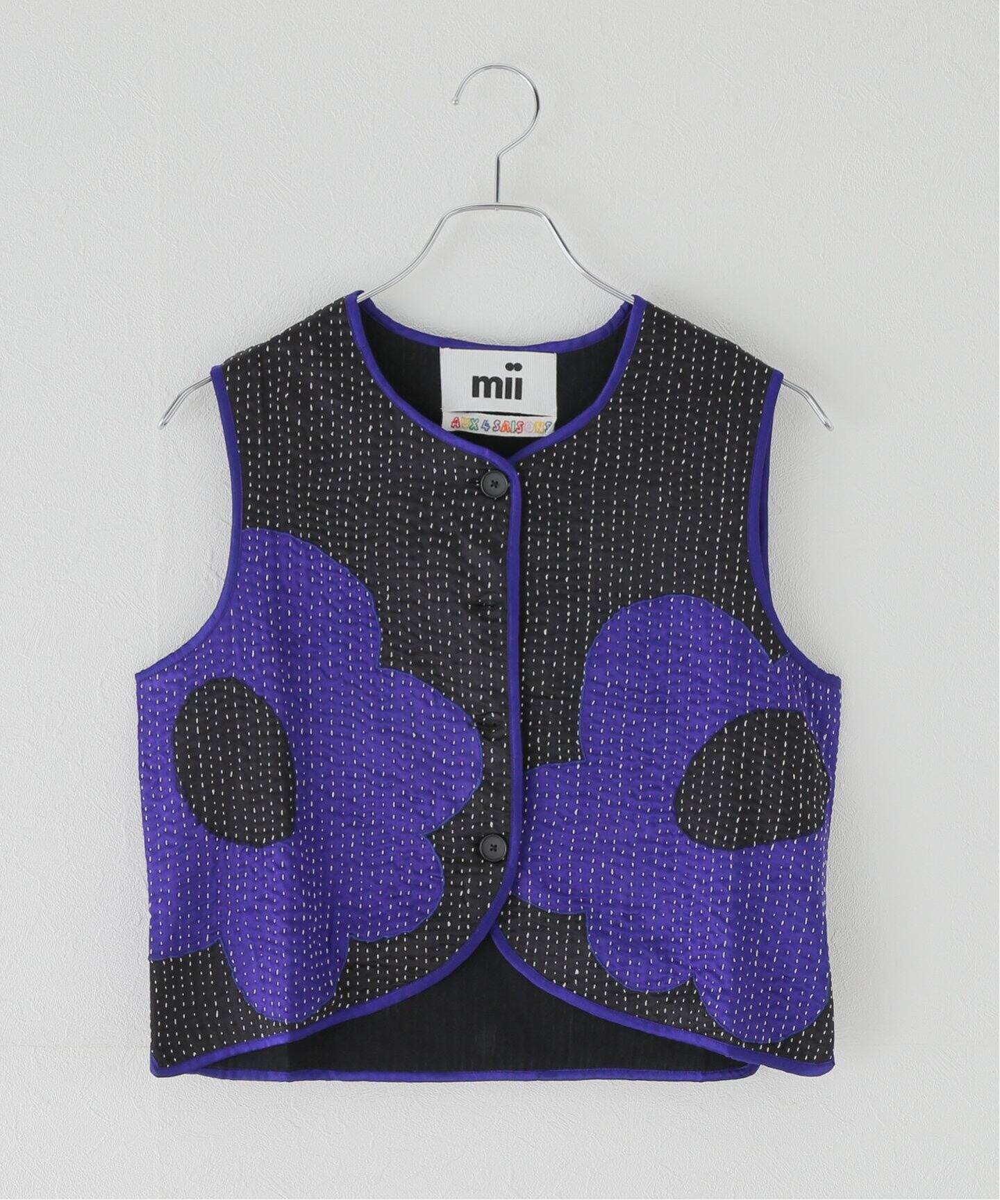 Mii / ミイ】 HAND EMBROIDERED KANTHA SLEEVELESS J23/GILET CHANA_ 