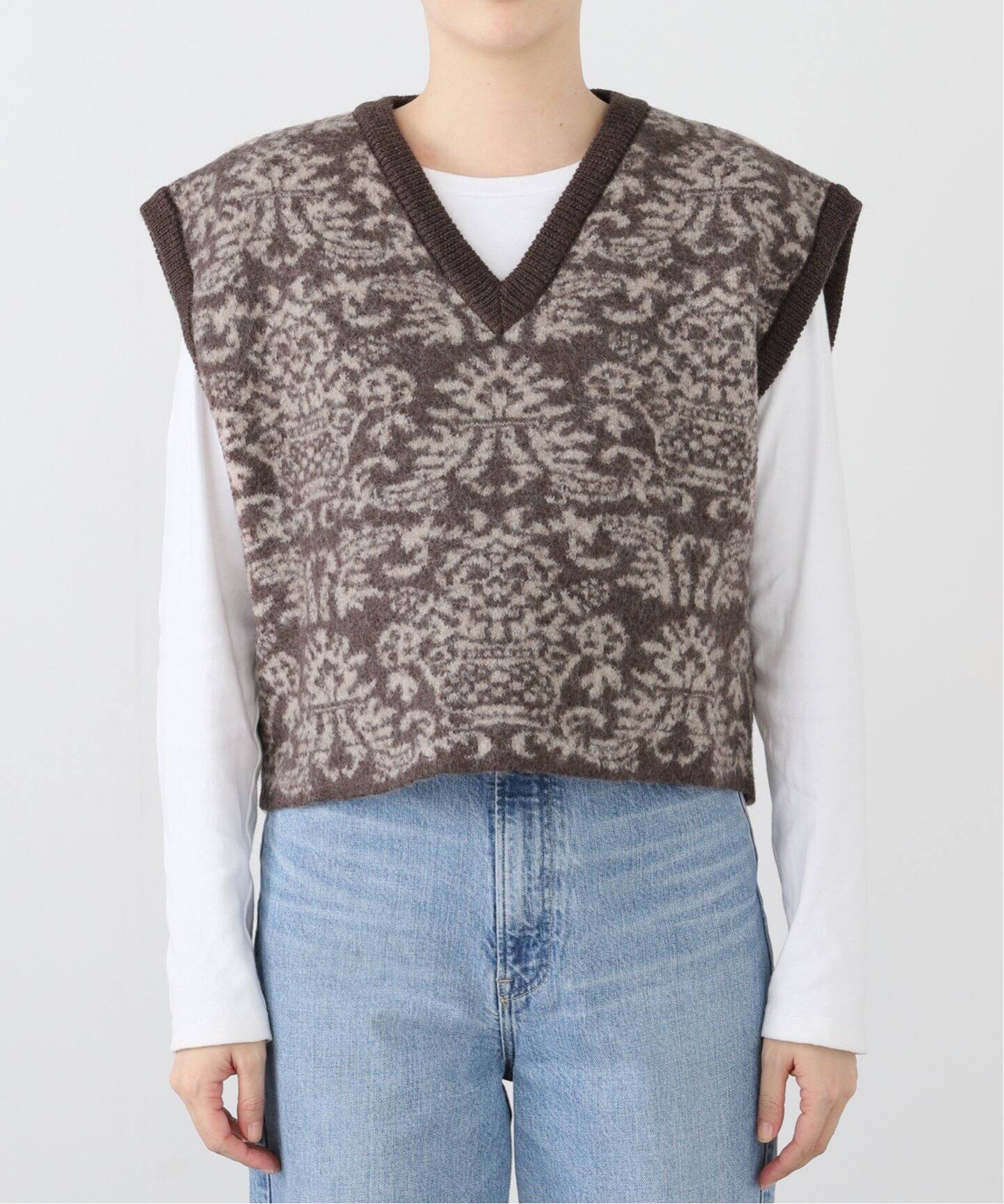 CRISTA SEYA / クリスタ セヤ】FELTED JACQUARD CROPPED GILET（ベスト 