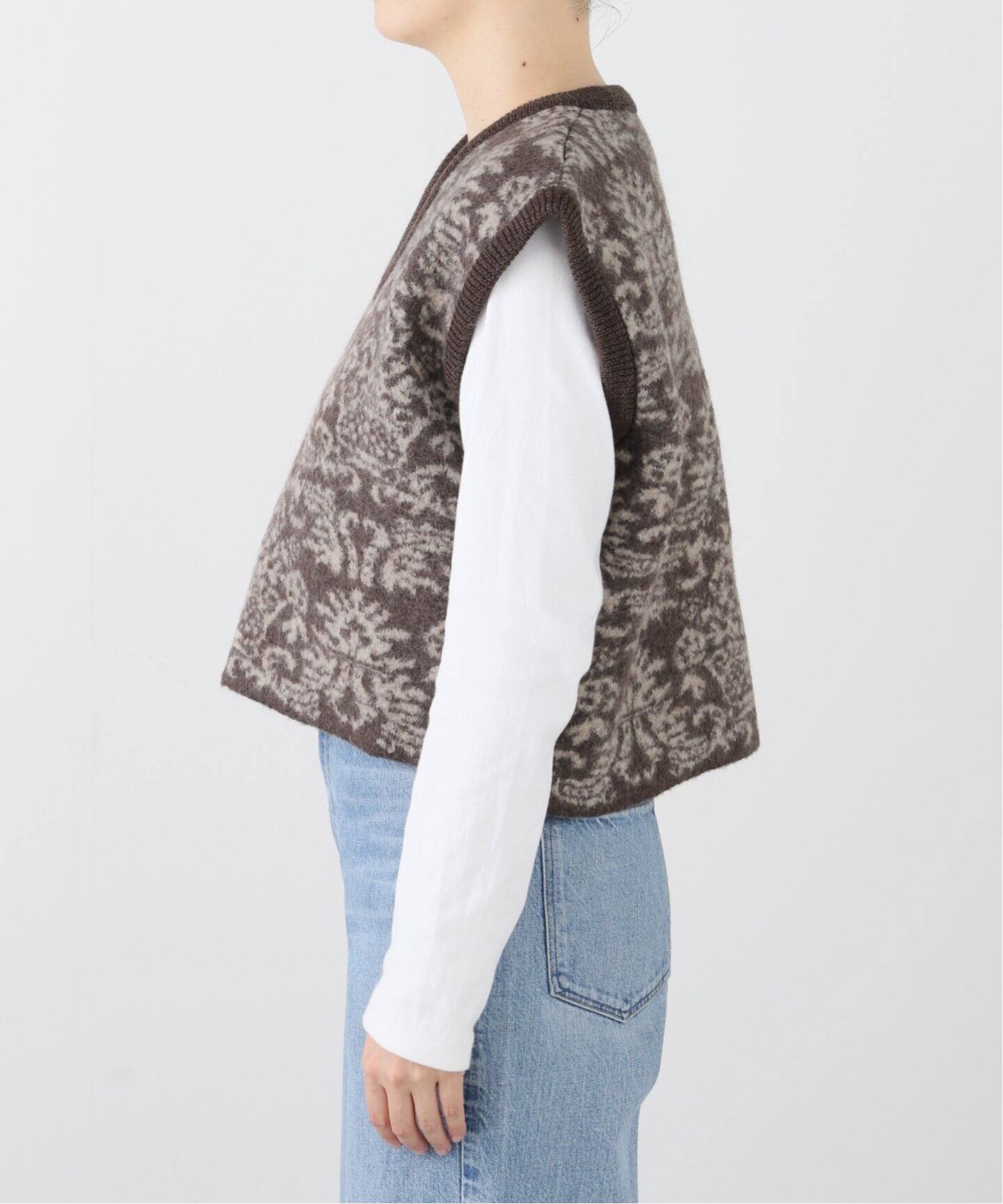 CRISTA SEYA / クリスタ セヤ】FELTED JACQUARD CROPPED GILET（ベスト 
