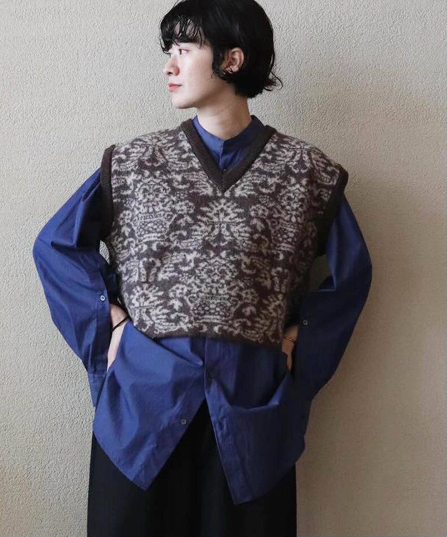 CRISTA SEYA / クリスタ セヤ】FELTED JACQUARD CROPPED GILET（ベスト  