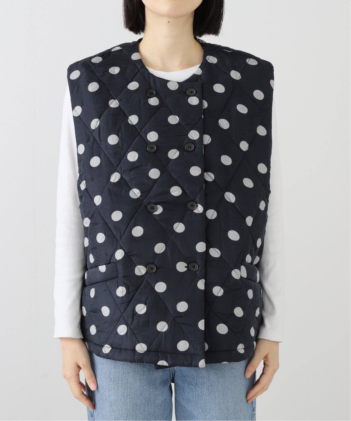 maison de soil /メゾン ド ソイル 】PADDED SILK DOT DOUBLE VE（中綿 