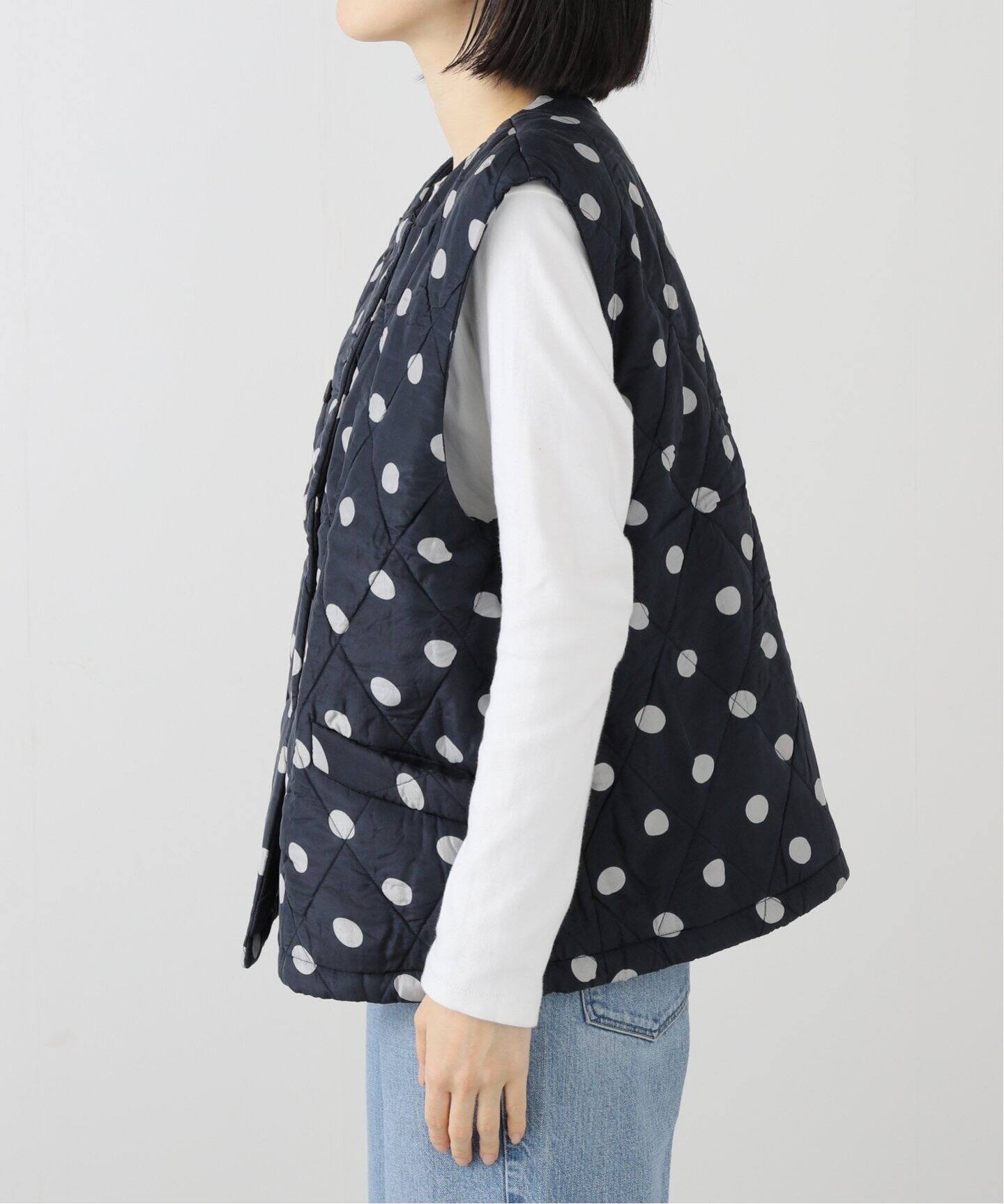 maison de soil /メゾン ド ソイル 】PADDED SILK DOT DOUBLE VE（中綿 