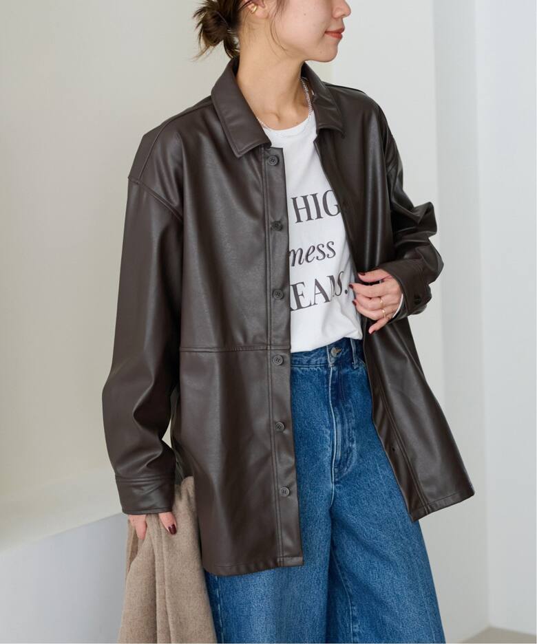 フェイクレザーシャツブルゾン（レザージャケット）｜JOURNAL STANDARD  
