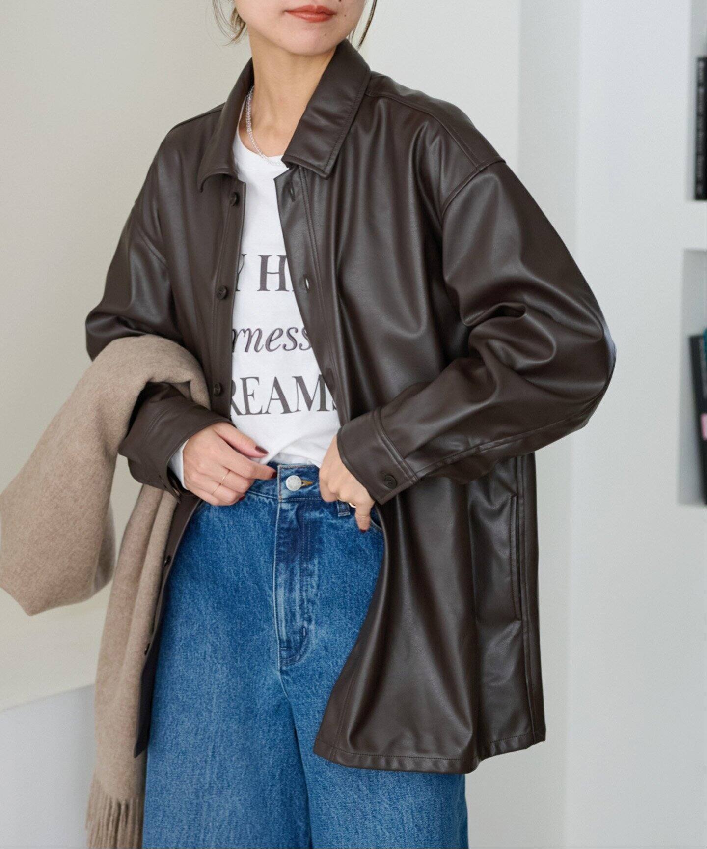 フェイクレザーシャツブルゾン（レザージャケット）｜JOURNAL STANDARD  