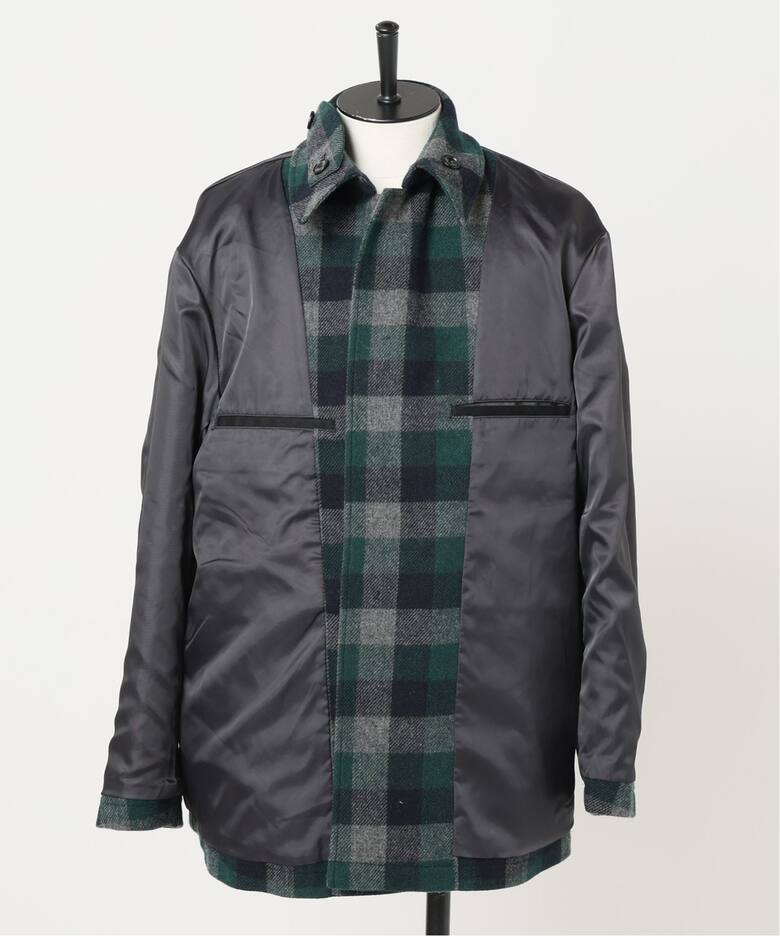 BISHU WOOL ツイード チェック バルカラー ショートコート（その他  