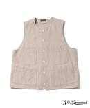 【J.S.Homestead】FLAX/COTTON LOW NECK VEST
