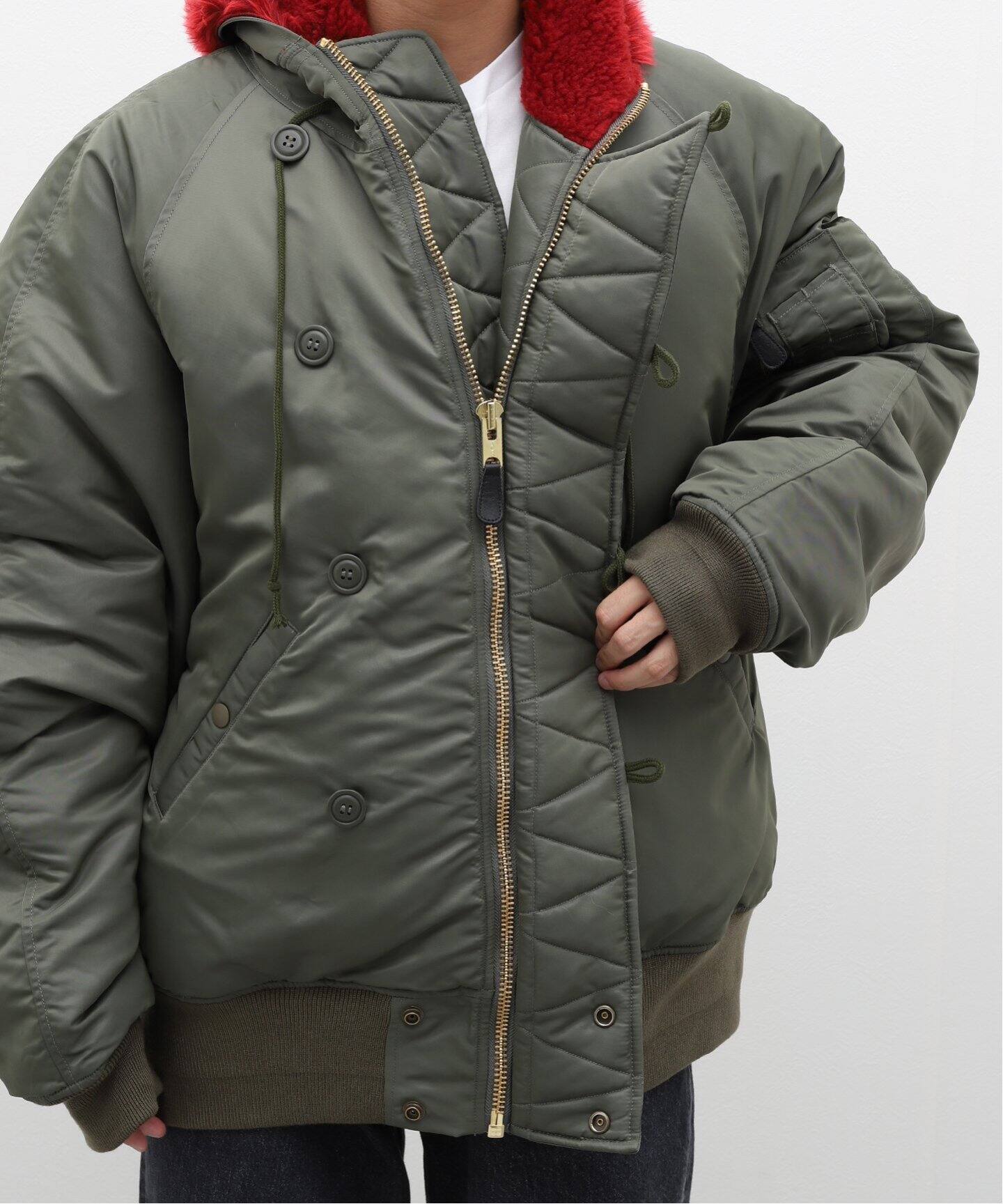 doublet / ダブレット】PETAL MOUTH HOOD BOMBER JACKET（ミリタリー 