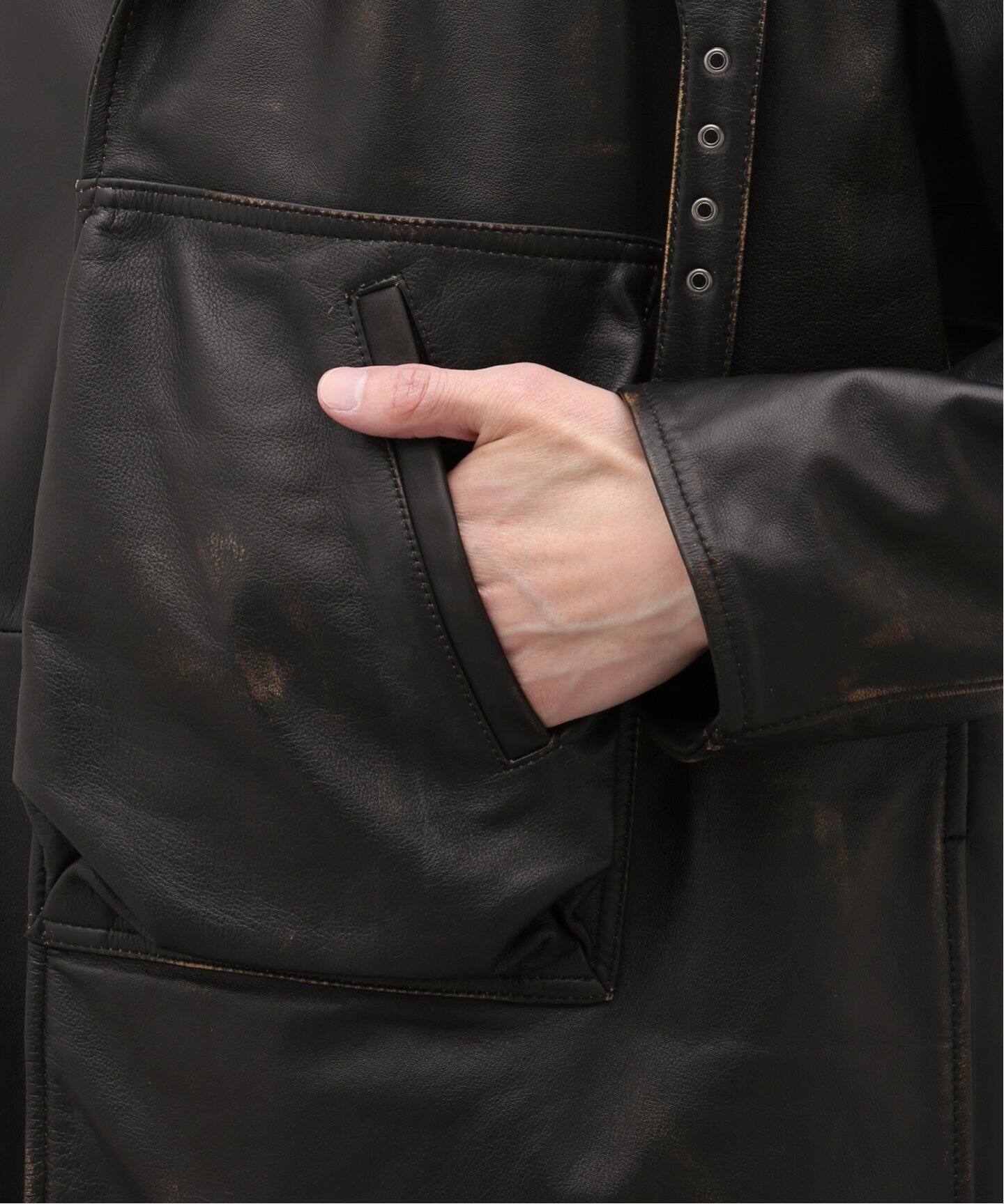 CCU / シーシーユー】RYAN THROAT LATCH JACKET（レザージャケット 