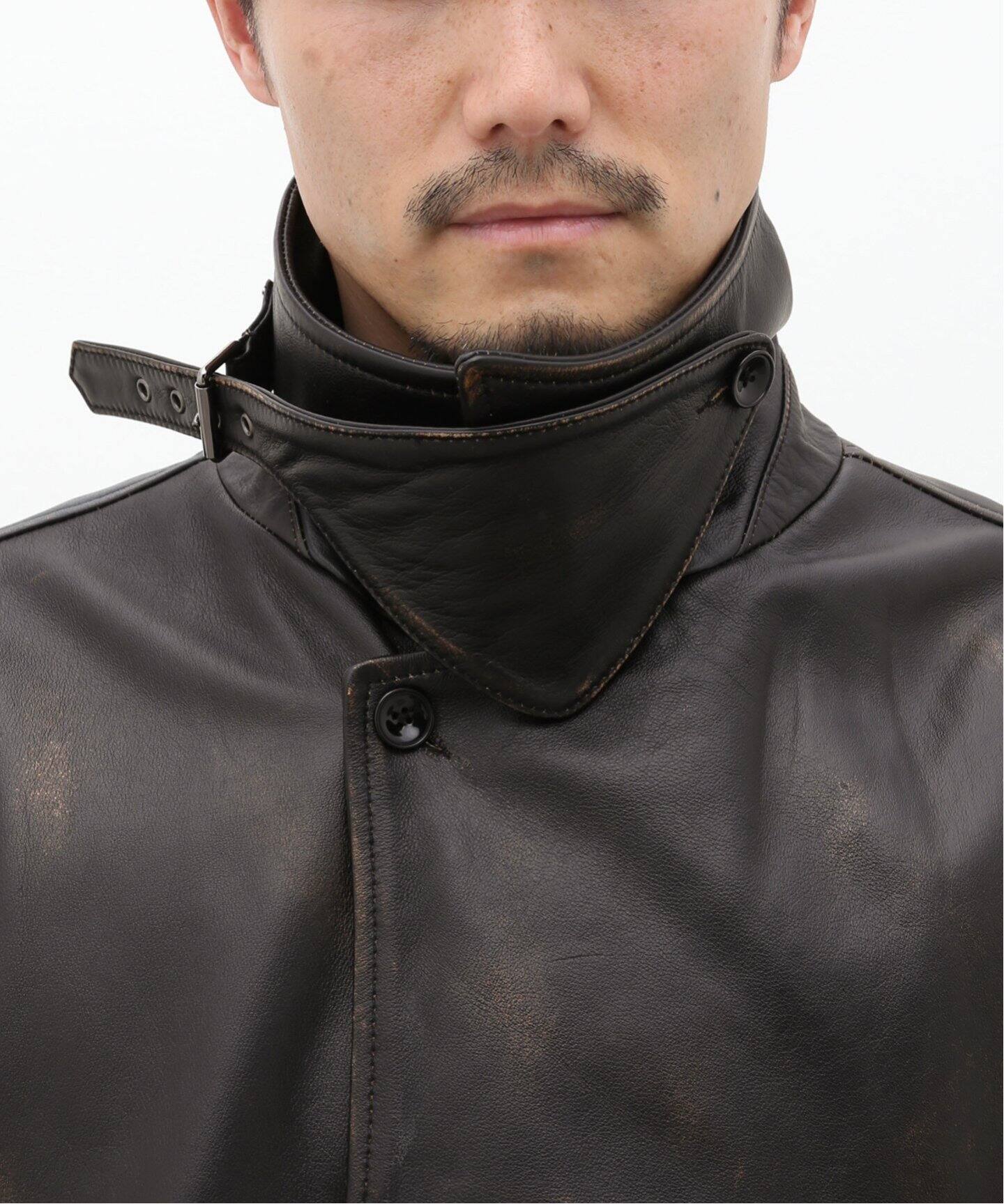 CCU / シーシーユー】RYAN THROAT LATCH JACKET（レザージャケット 