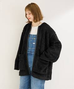 カーリーボアノーカラーオーバーブルゾン（その他ブルゾン／アウター 
