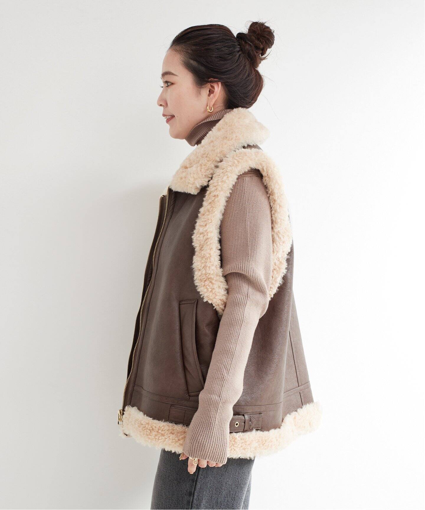 未使用タグ付き TOPKAPI 遠 LAMBSKIN ムートンベスト 11号