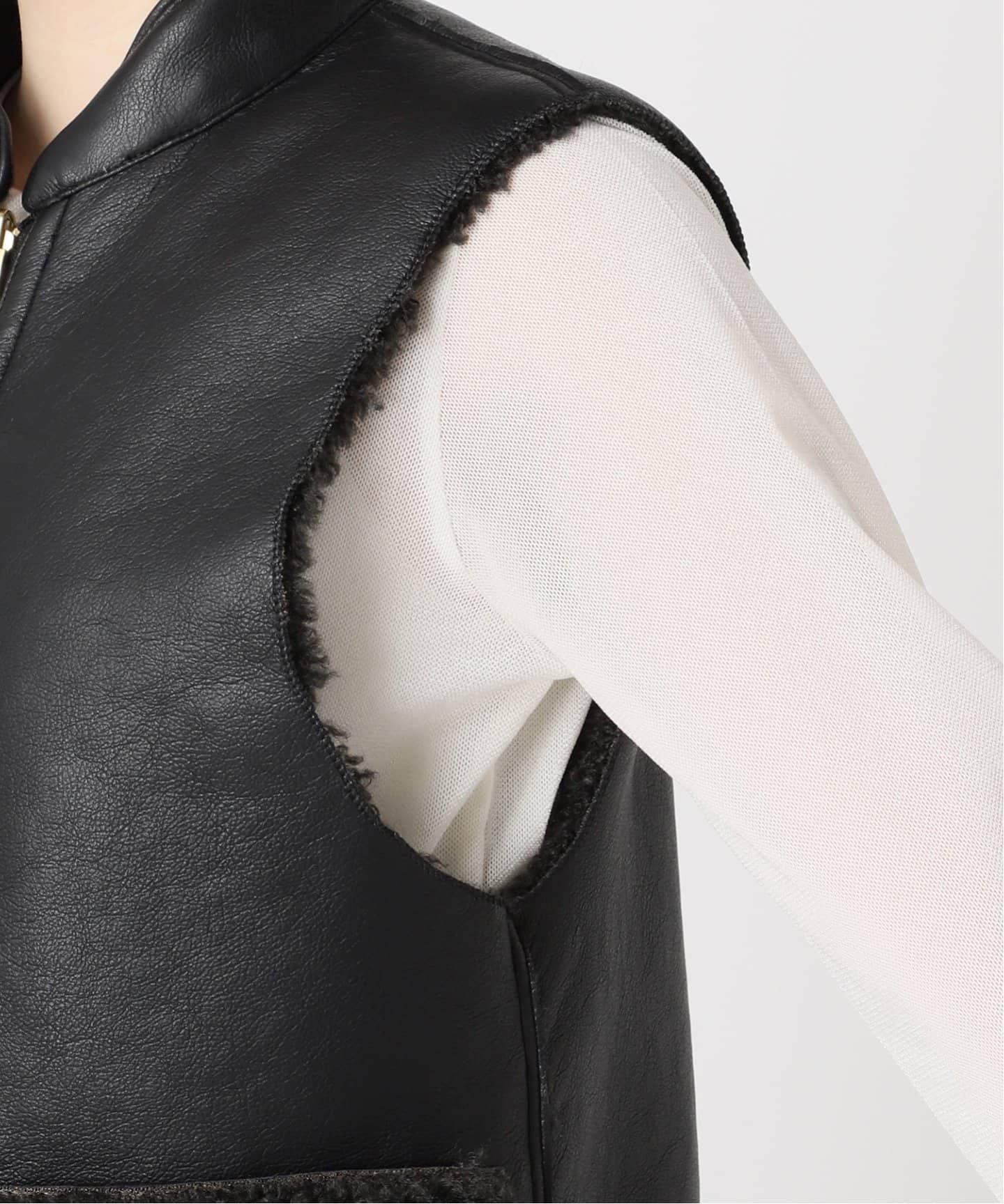 VEST ファッション 日本製 SEVESKIG ボア レザー リバーシブル ベスト M