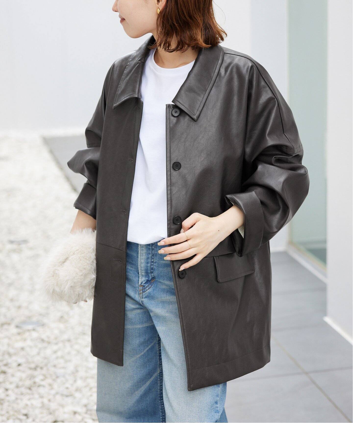 フェイクレザーブルゾン（レザージャケット）｜SLOBE IENA（スローブ  