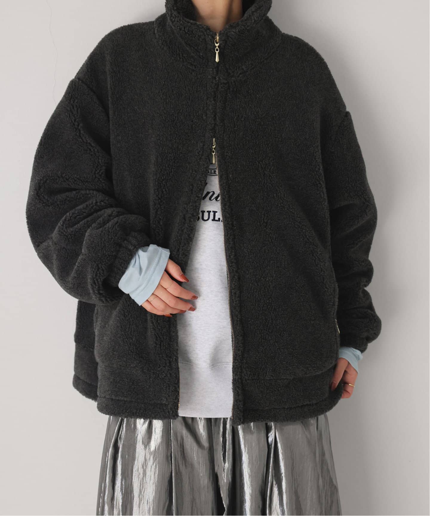 ウールコンボアスタンドコクーンブルゾン（その他ブルゾン／アウター