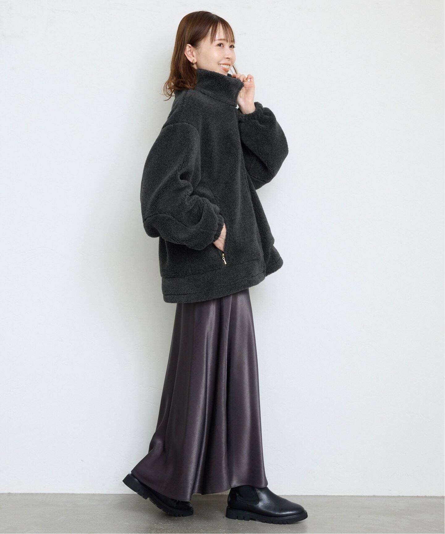 追加》ウール混ボアスタンドコクーンブルゾン（その他ブルゾン