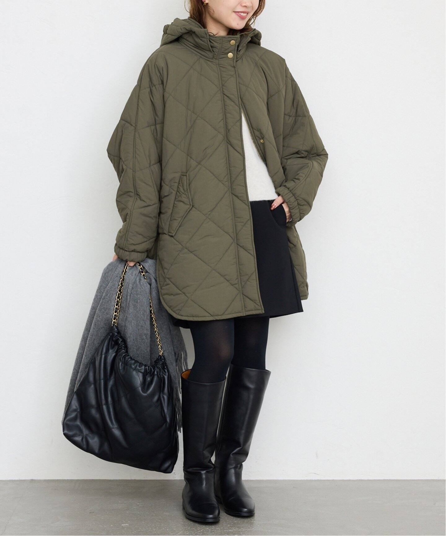 撥水パッディドフーディーポンチョ（その他ブルゾン／アウター  