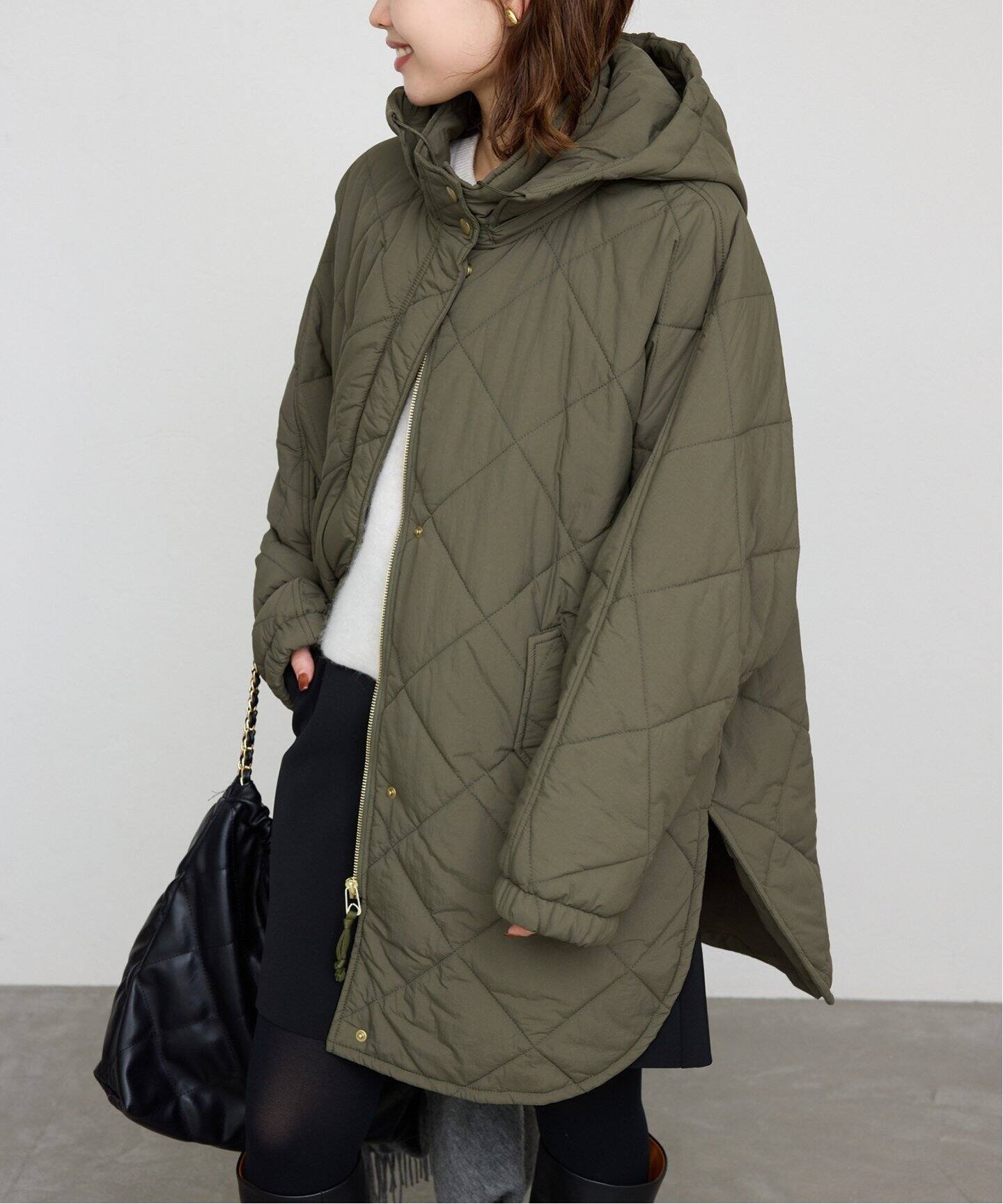 撥水パッディドフーディーポンチョ（その他ブルゾン／アウター  