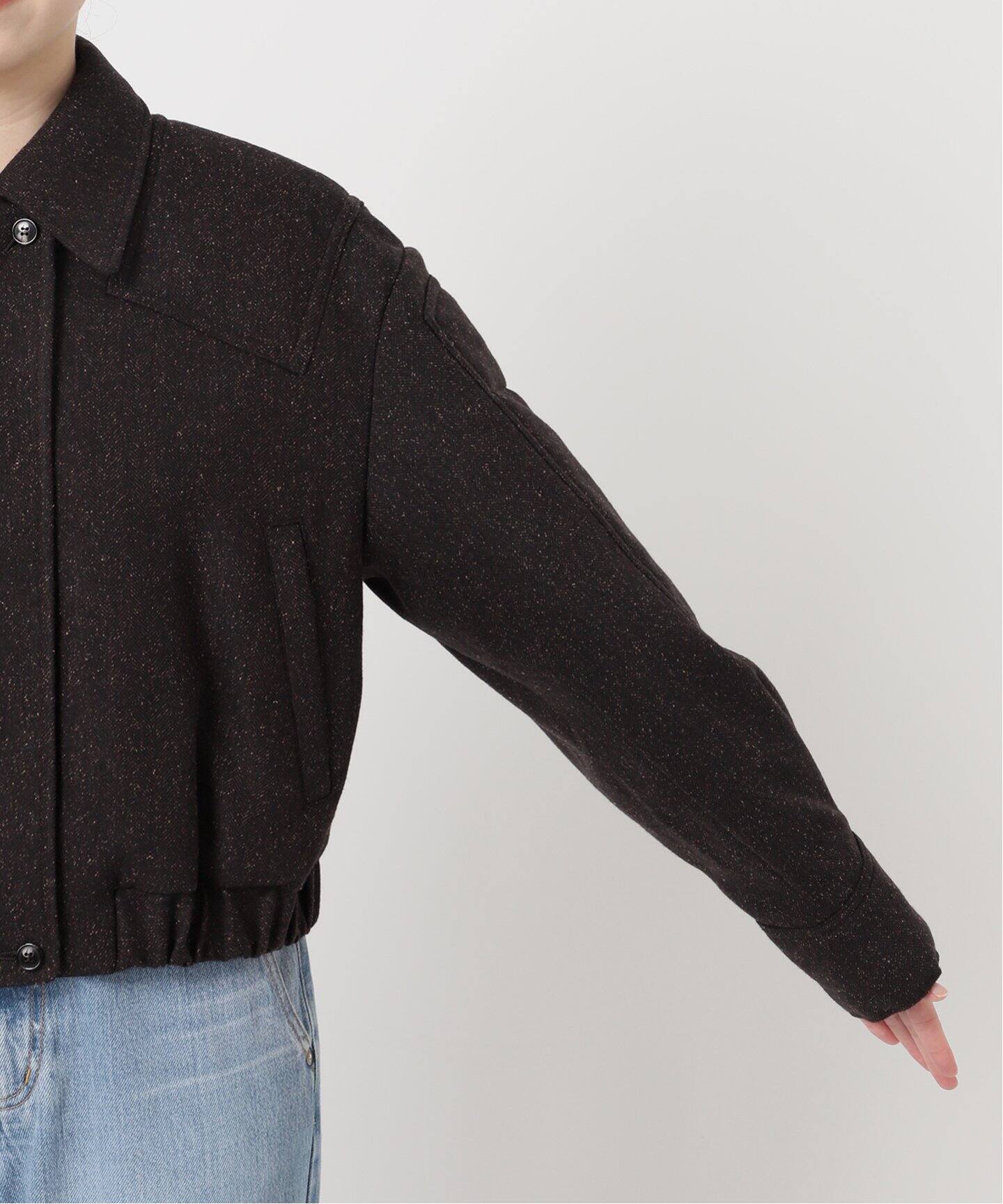 IENA LA BOUCLE シルク混ネップウールブルゾン（中綿・キルティング 