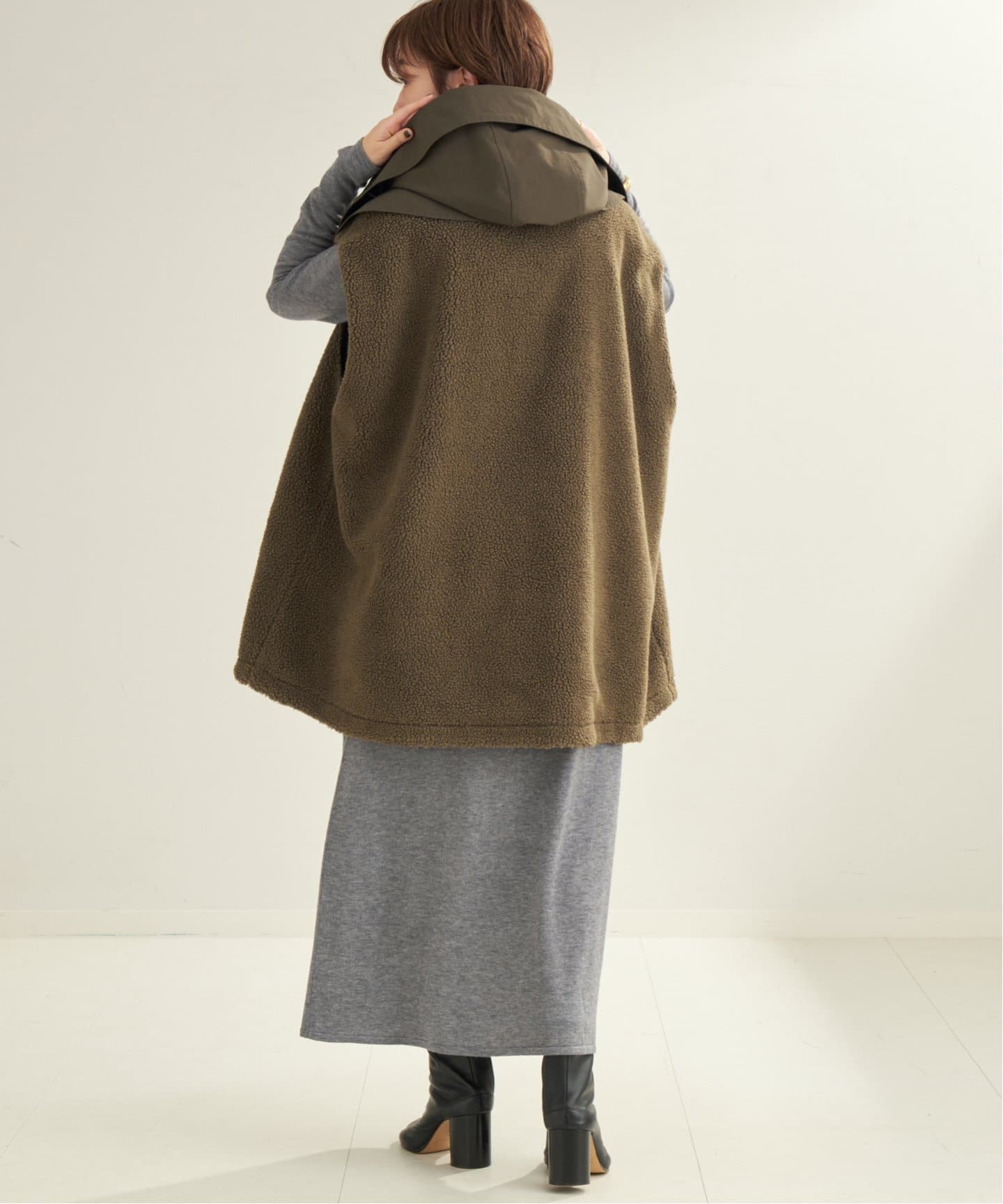 plage vachement モッズボアベストジャケットカーキ