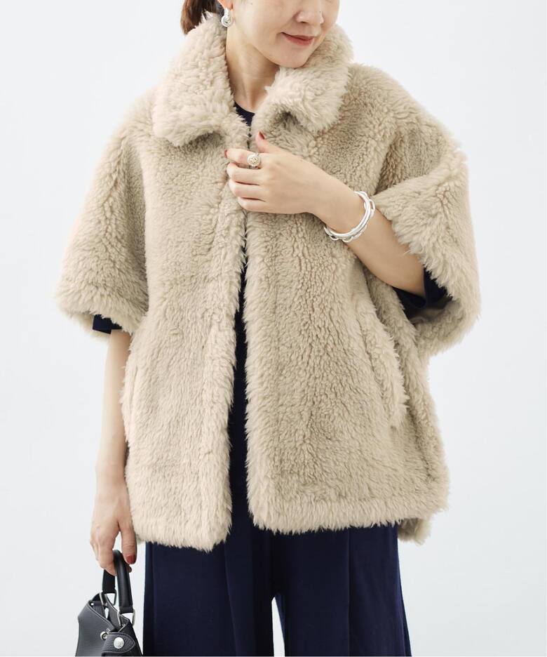 ZARA 味わい深かっ ニットファーポンチョ 着画あり