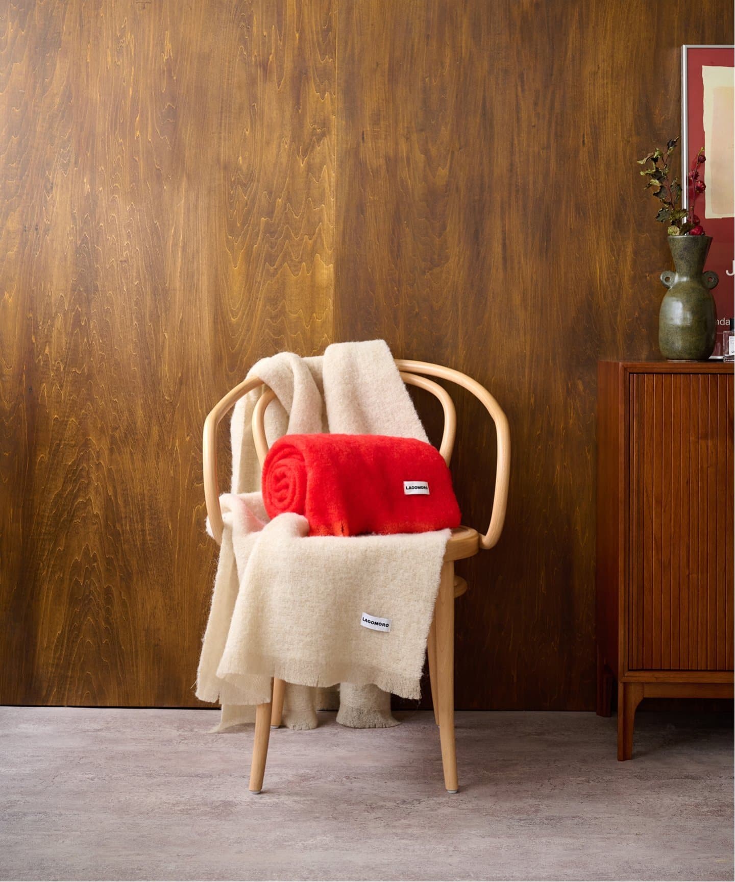 皇室御用達MORABITO BLANC　美品ウール✖アンゴラ✖フェイクファー付き LA POMME petit（ラポミ・プチ） コート アウター ふわふわファー